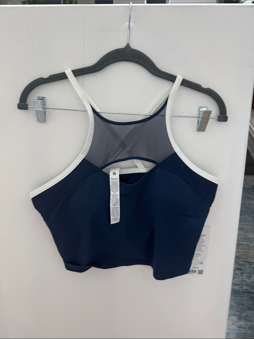 lululemon athletica Ace Advantage Navy and White Mesh Racerback Sports Bralett